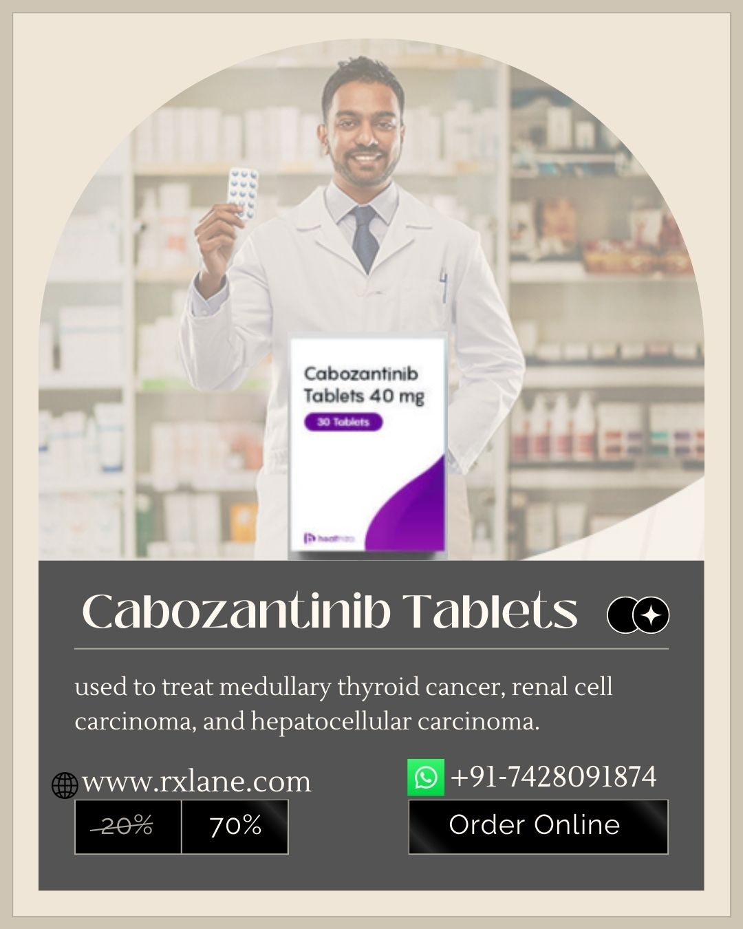 Order Cabozantinib 40mg tablets Thailand, Philippines