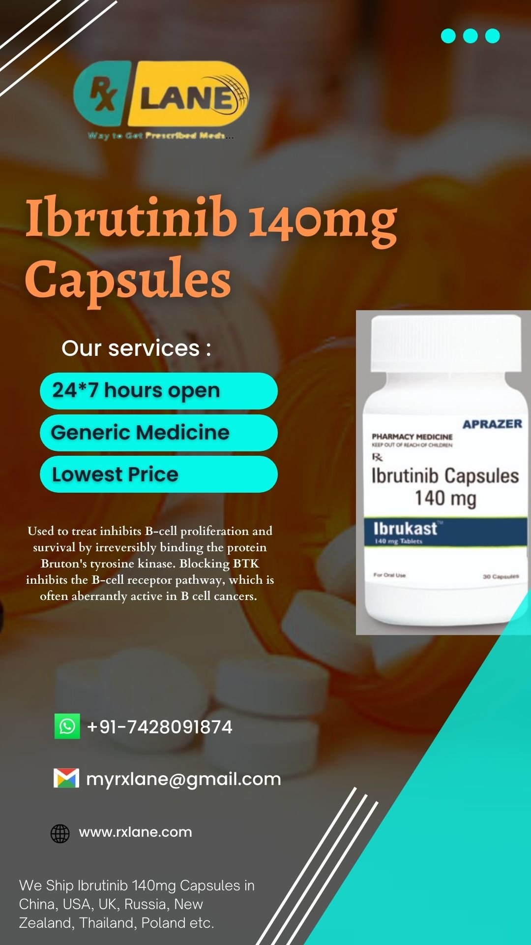 Ibrutinib 140mg Capsules price Thailand