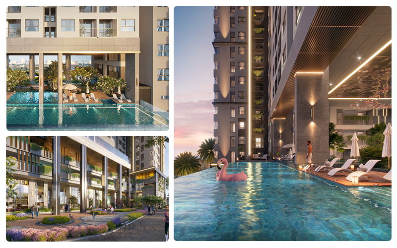 Tiện ích hồ bơi tại dự án The Maison