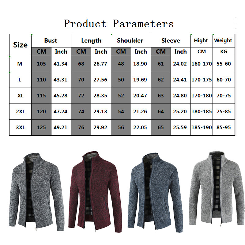 Men\'s Casual Slim Full Zip Thick Knitted Cardigan Sweaters with Pockets