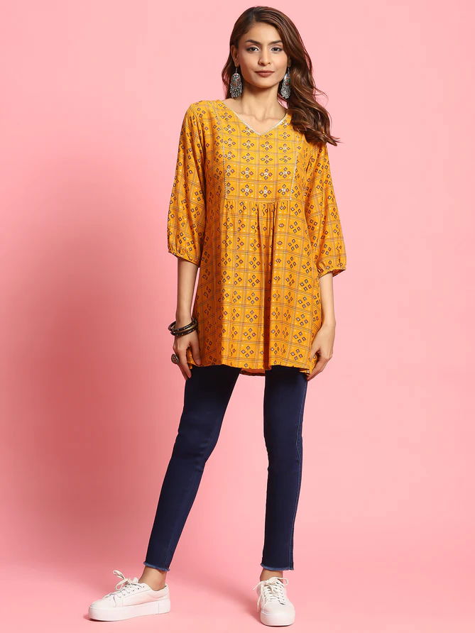 mustard printed tunic