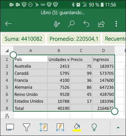 Excel ha convertido los datos y los devuelve a la cuadrícula.