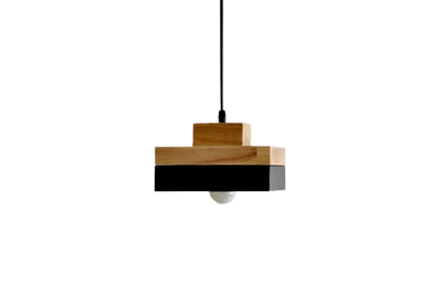 SUSPENSION LUMINAIRE BOIS ET NOIR DESIGN