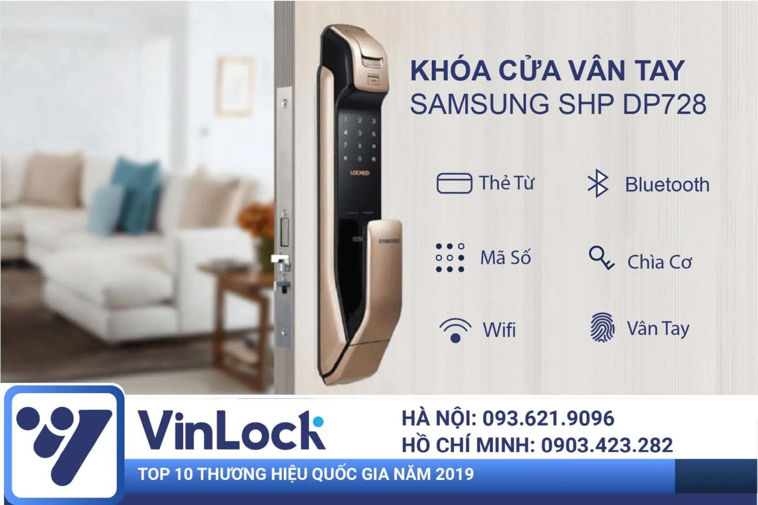 Ổ KHÓA CỬA THÔNG MINH CHÍNH HÃNG SAMSUNG SHP DP728