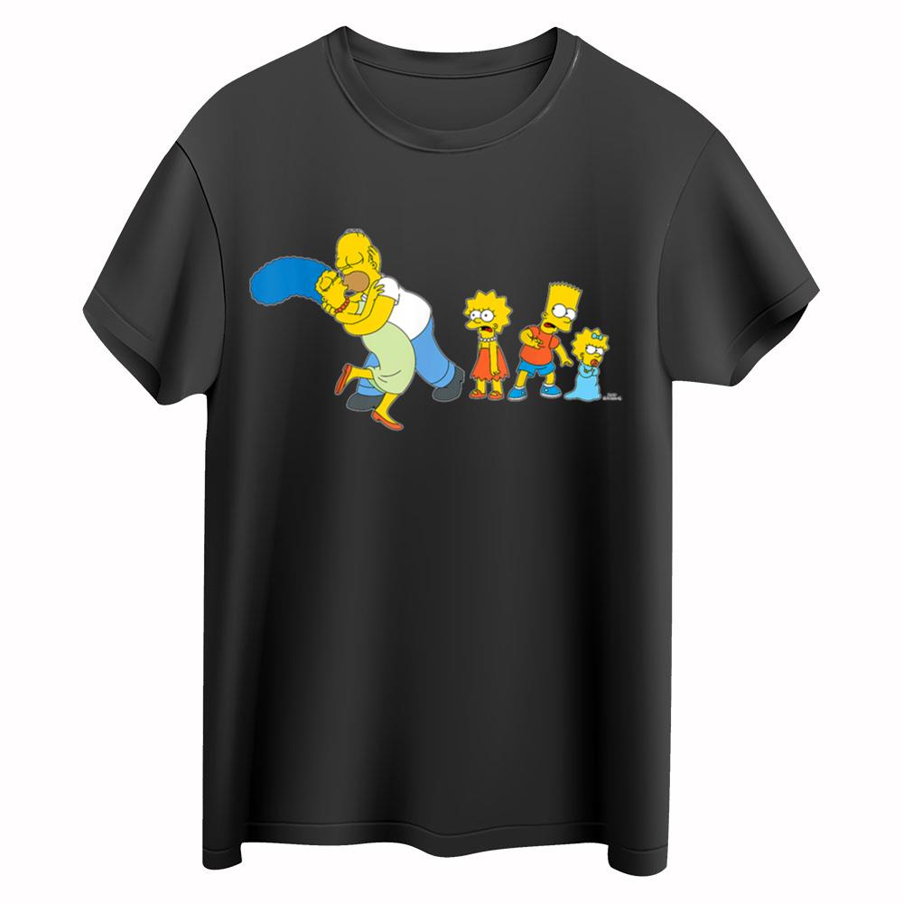 The Simpsons Marge Homer Bart Lisa Maggie Kiss Simpson Mom T-Shirt