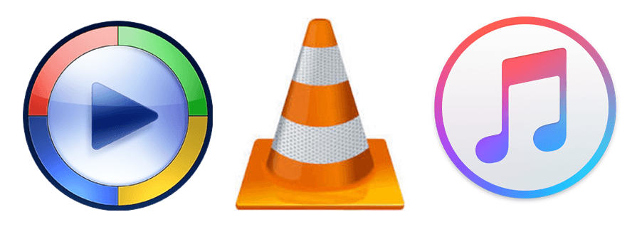 Windows Media Player, VLC Player, I Tunes Icons