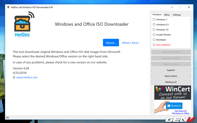 Bước 3: Giao diện Windows ISO Downloader hiện ra, hãy nhấp vào tùy chọn “Windows 10” ở thanh bên.