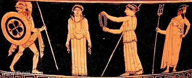 Athena ona güzel bir kemer, süslü elbiseler verdi.