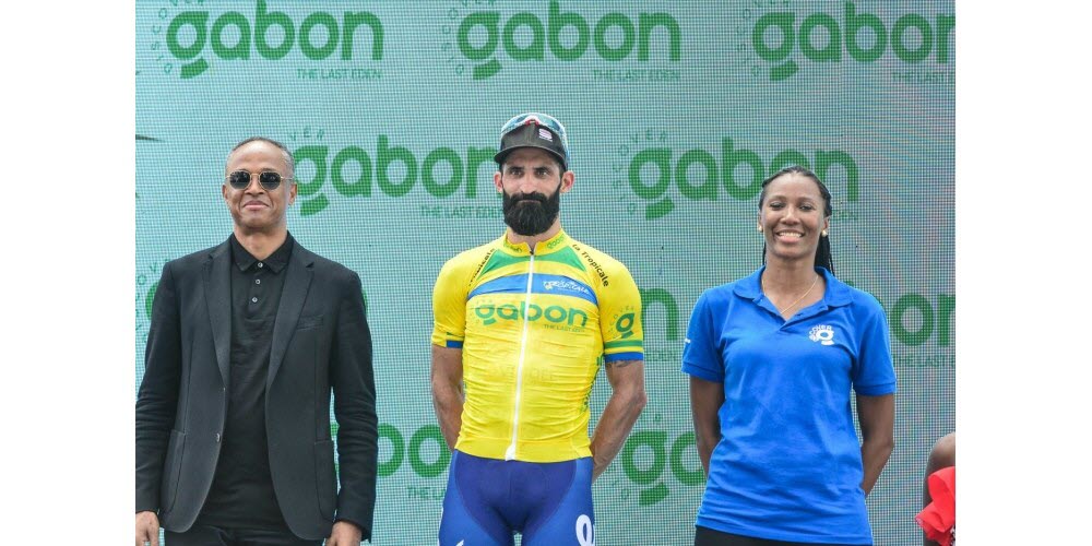 Geoffrey Soupe maillot Jaune au Gabon. Photo @Tropicale Amissa Bongo
