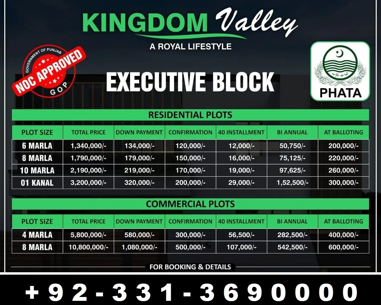 Kingdom Valley Executive Block Payment Plan