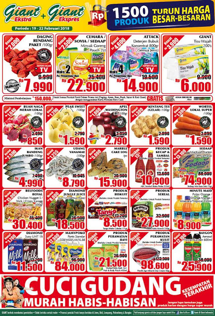 Katalog Promo GIANT Ekstra GIANT Ekspres WEEKDAY Periode 19 - 22 Februari 2018