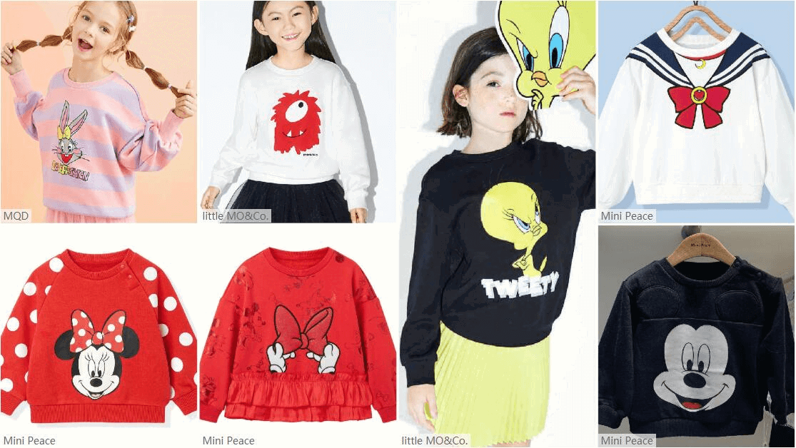 Girls Sweatshirts Collaboration with Cartoon Images