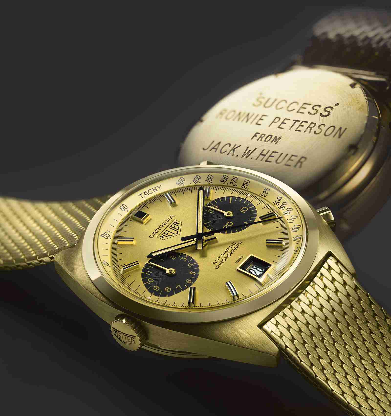 Replica Uhren TAG Heuer Carrera Vintage Heuer Automatik Chronograph 18K Gelbgold