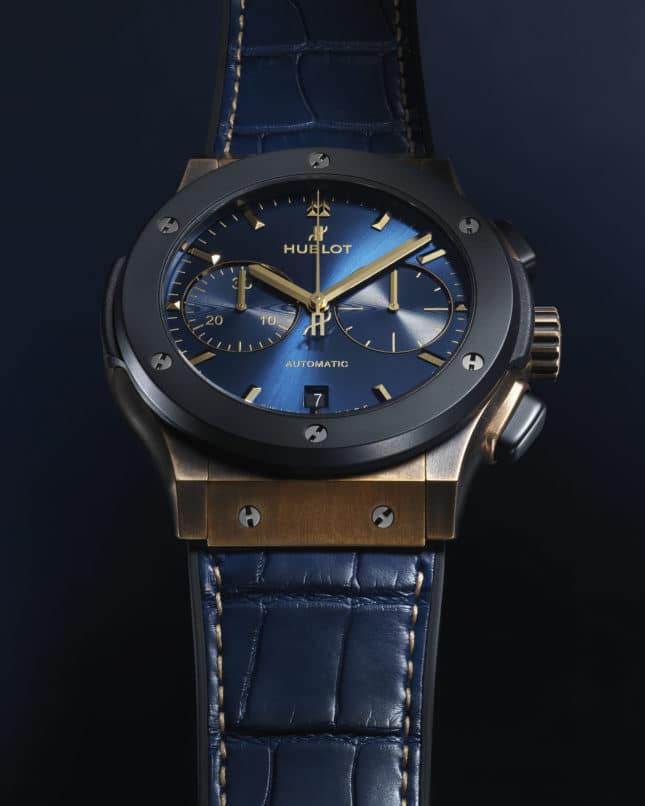 Replica Uhren Hublot Classic Fusion Bronze Automatische Schwarze Keramik Bucherer Blue 45mm Limitierte Edition